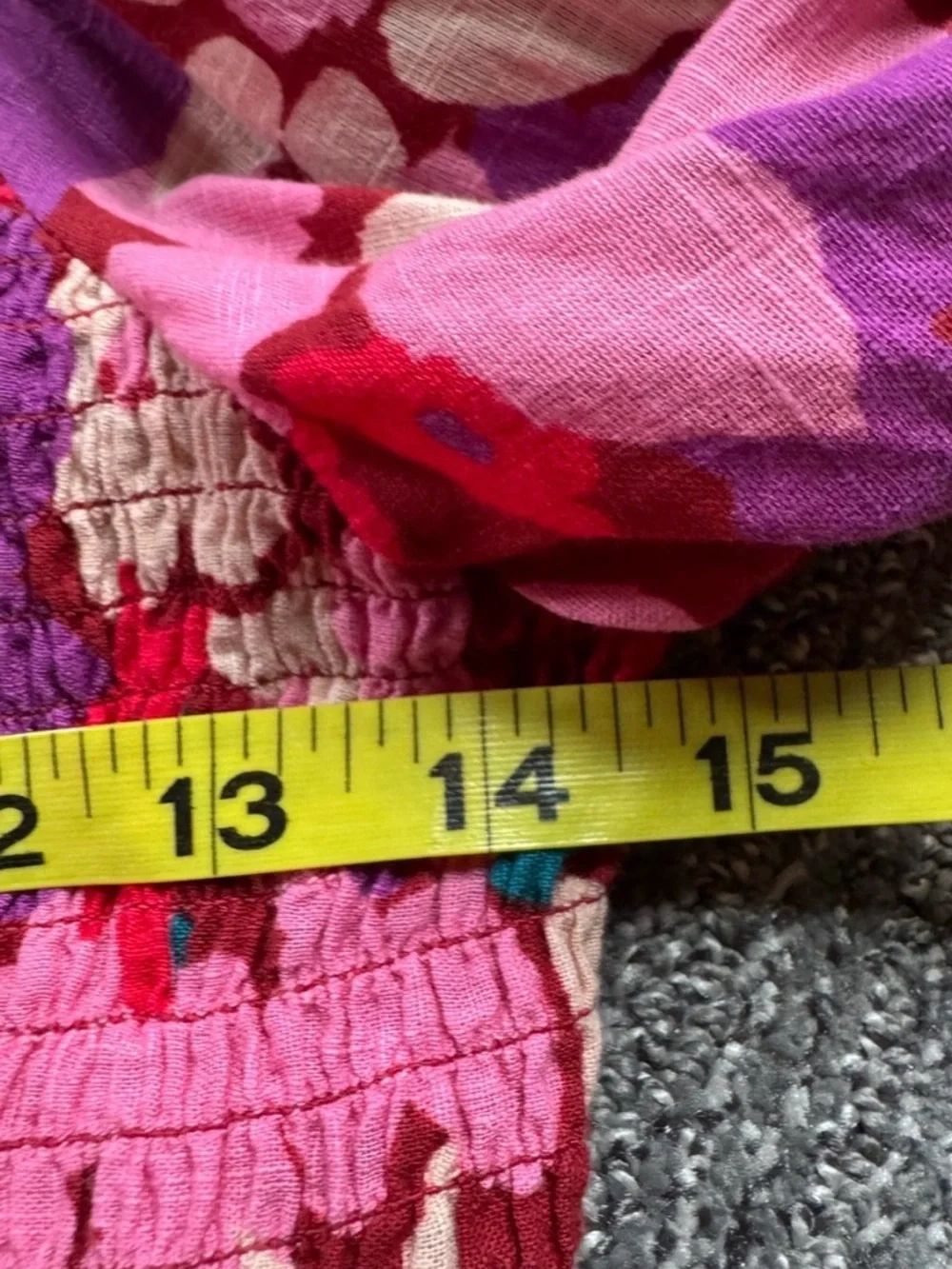 Free People Ariana Smocked Top Party Combo Pink Red Floral Size Medium